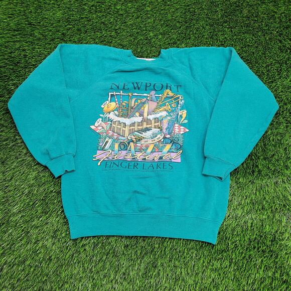 Vintage 1989 Jazz Festival Sweatshirt Women Medium 19x20 USA - Picture 1 of 15